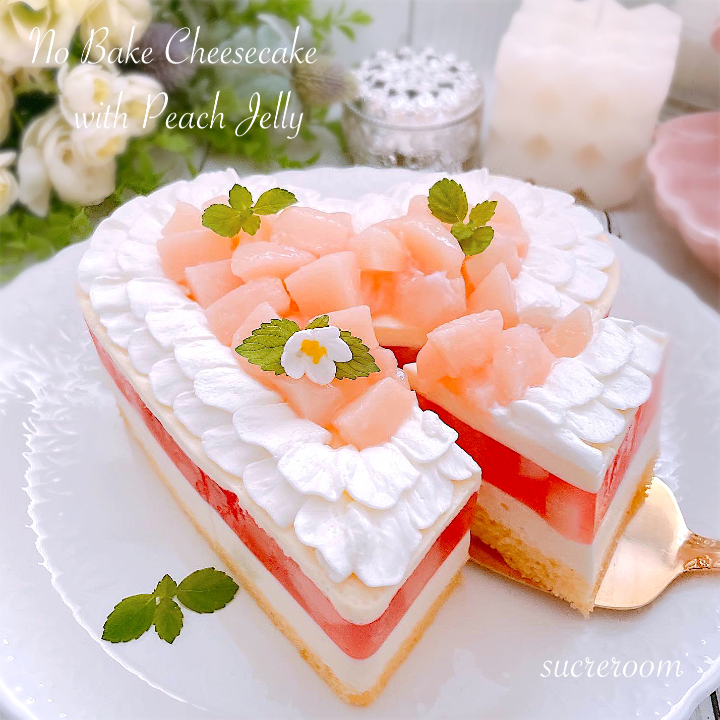 sucreroomさんの料理 今日は桃のゼリーのレアチーズケーキ を作りました/sucreroom | SnapDish[スナップディッシュ]  (ID:XXi1baa)