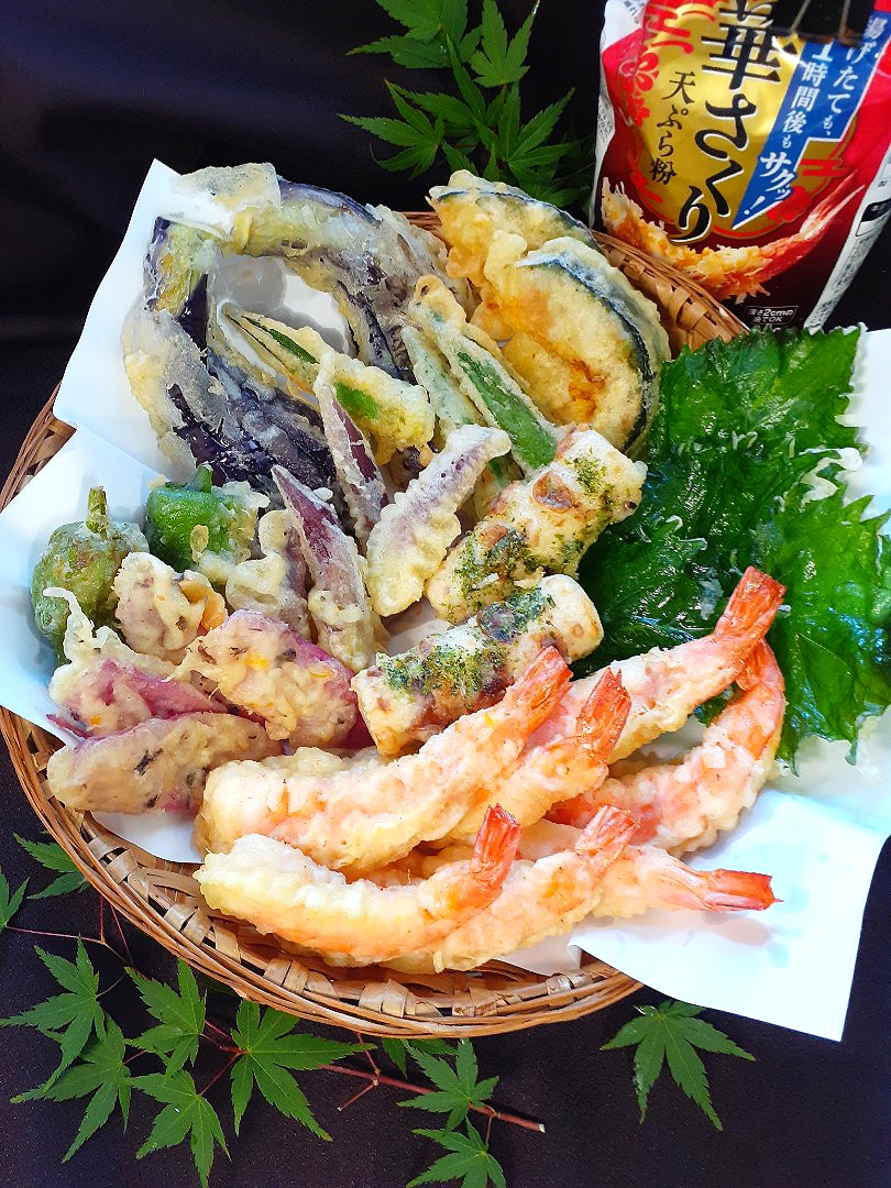 華さくり天ぷら粉で
海老と夏野菜の天麩羅😊