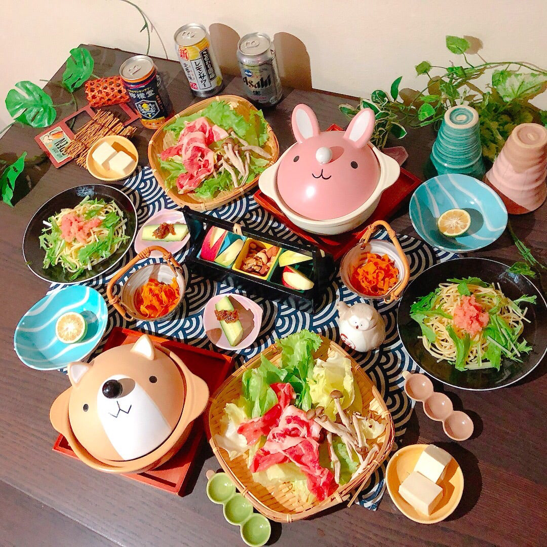 😋お鍋とパスタと小鉢の夕飯🌃