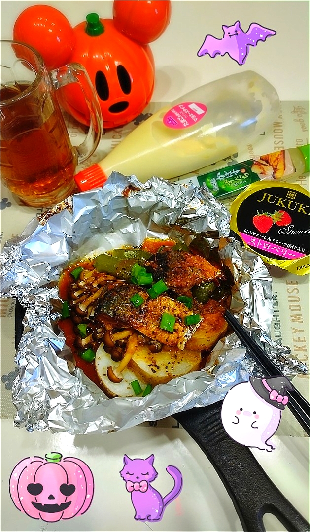 まりおさんの料理 ｻﾊﾞ味噌缶と山芋のﾎｲﾙ焼き