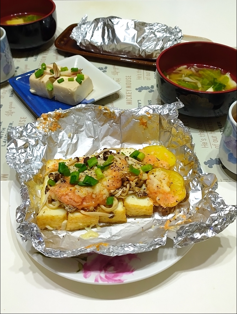こずりんさんの料理 厚揚げとエリンギのホイル焼き❣️明太マヨ＆チーズ
